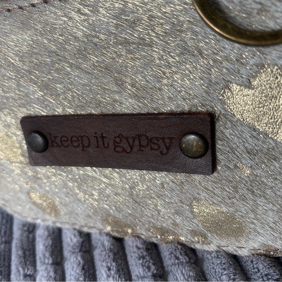 Gold and Taupe Keep It Gypsy LV Up-Cycle Leather Keychain Card Holder - Picture 6 of 8